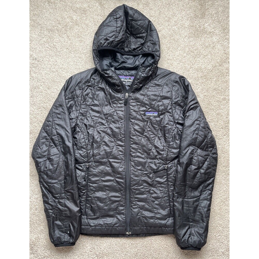 Patagonia Nano Puff Hoody Womens XS Black Puffer Jacket Full Zip Lightweight